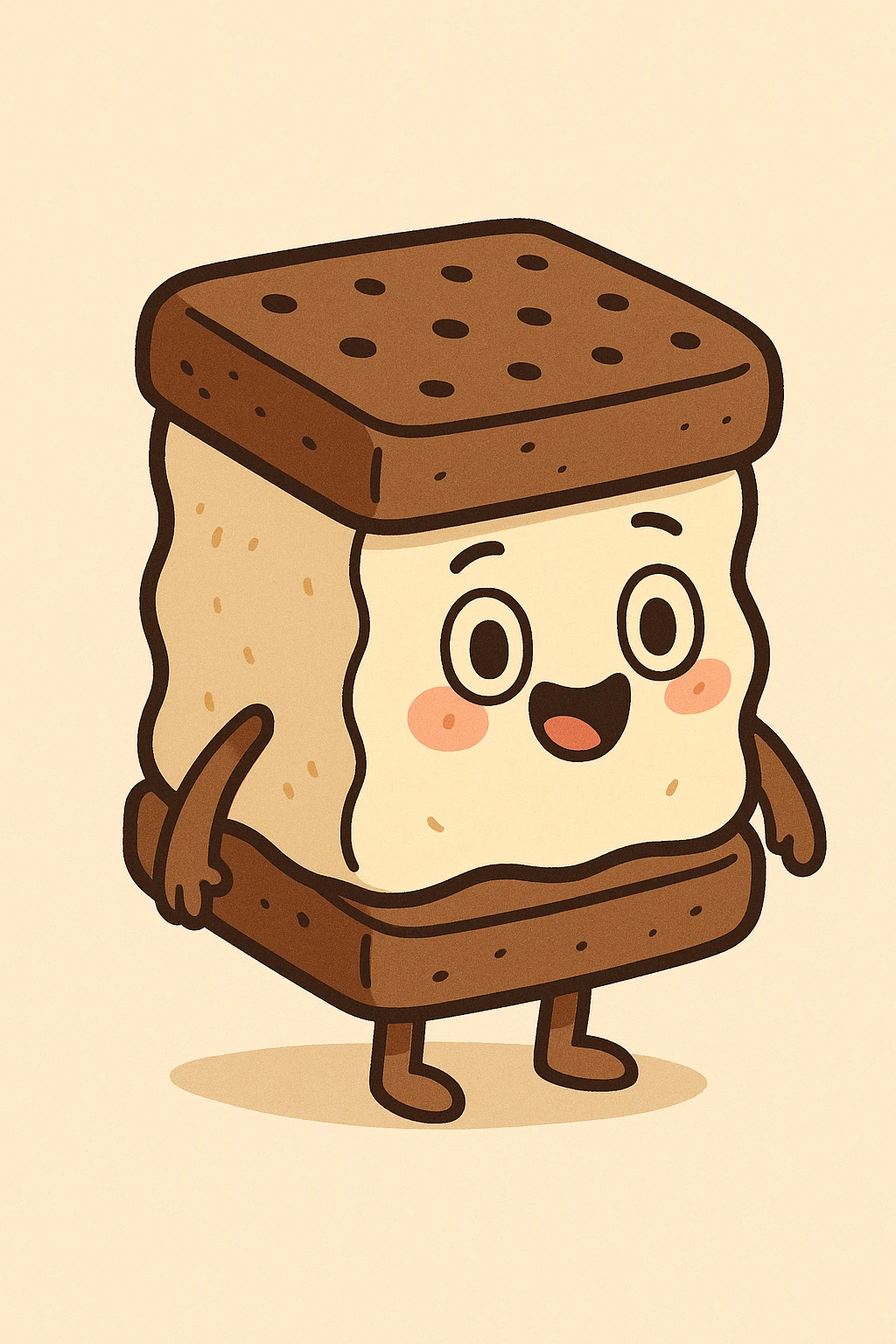 adorable ice cream sandwich, cartoon style, happy expression, soft colors emoji