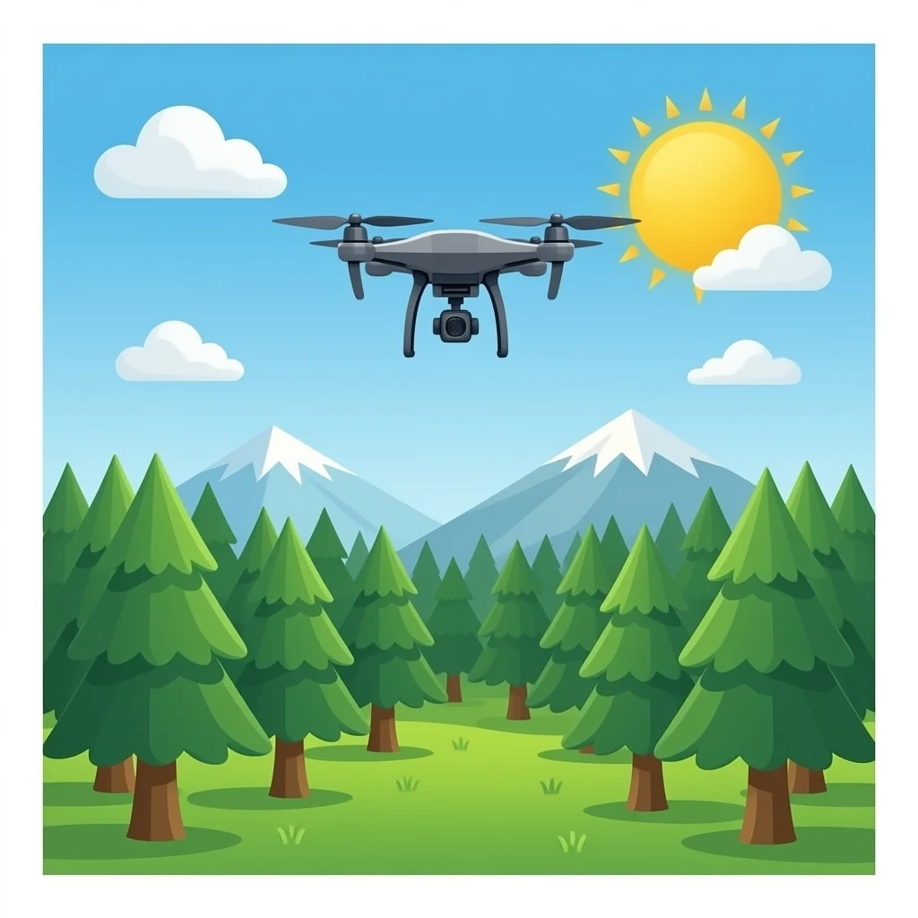 a Flying drone above forest emoji