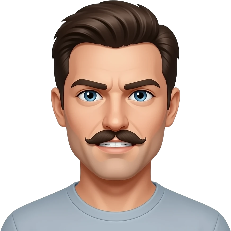 was a man of average height with dark brown hair and a pale complexion, often noted for his distinctive toothbrush mustache [25]. He possessed striking, pale blue eyes that many observers described as intense and hypnotic [3, 10]. emoji