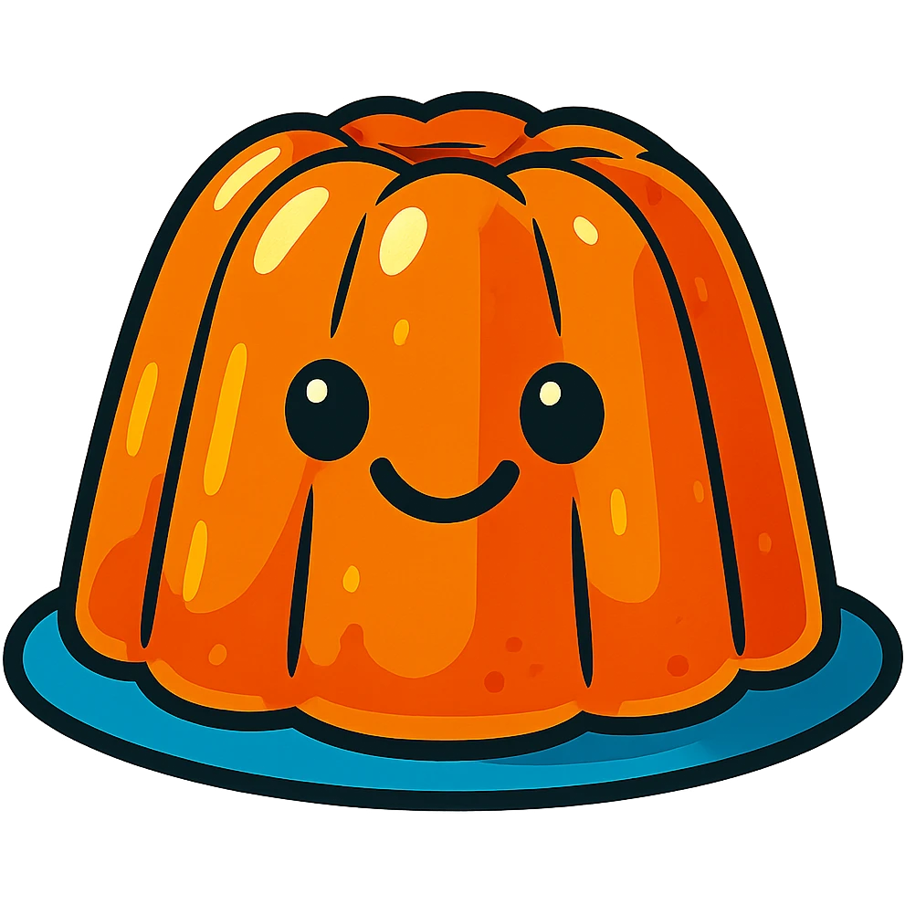 orange jelly with a smile, glossy vibrant style emoji