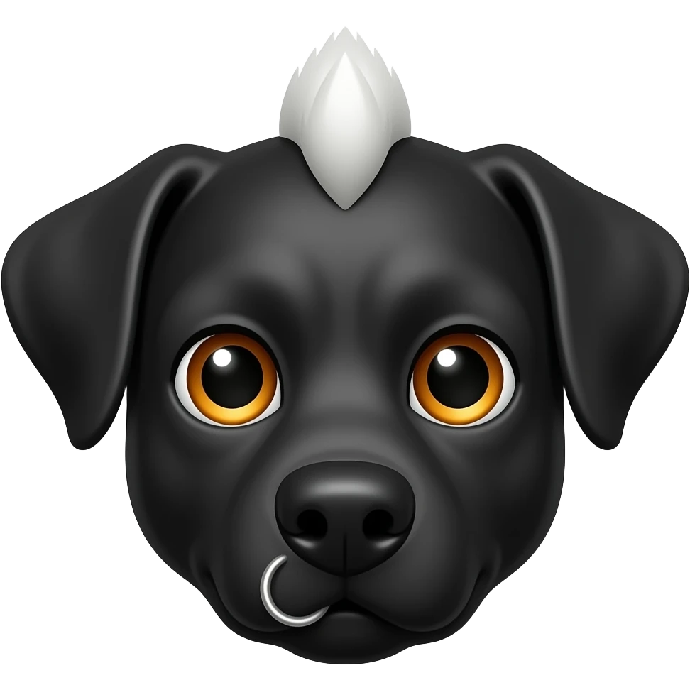 face of a black dog with a white mohawk emoji