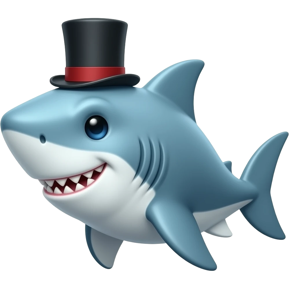 Shark with a top hat emoji