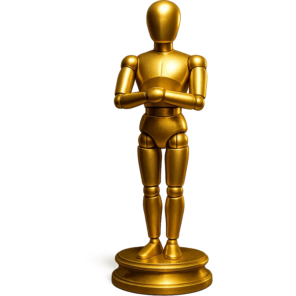 golden trophy, cinematic mannequin style emoji
