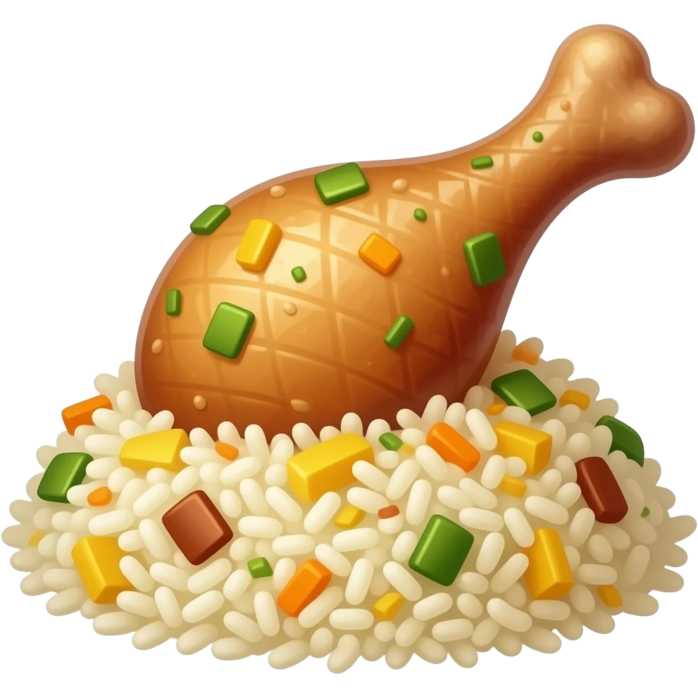 delicious briyani with chicken leg piece emoji