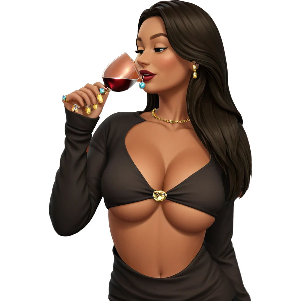 drinking girl with jewelry emoji
