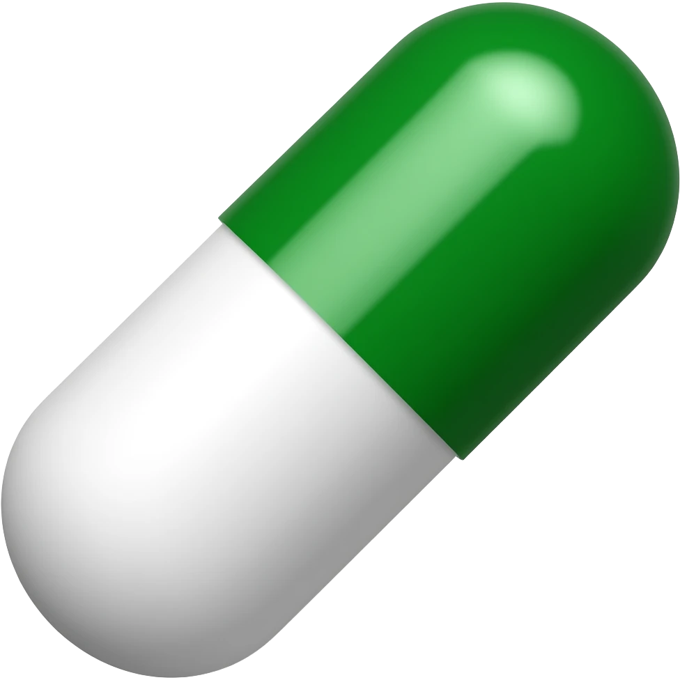 green and white medication pill emoji
