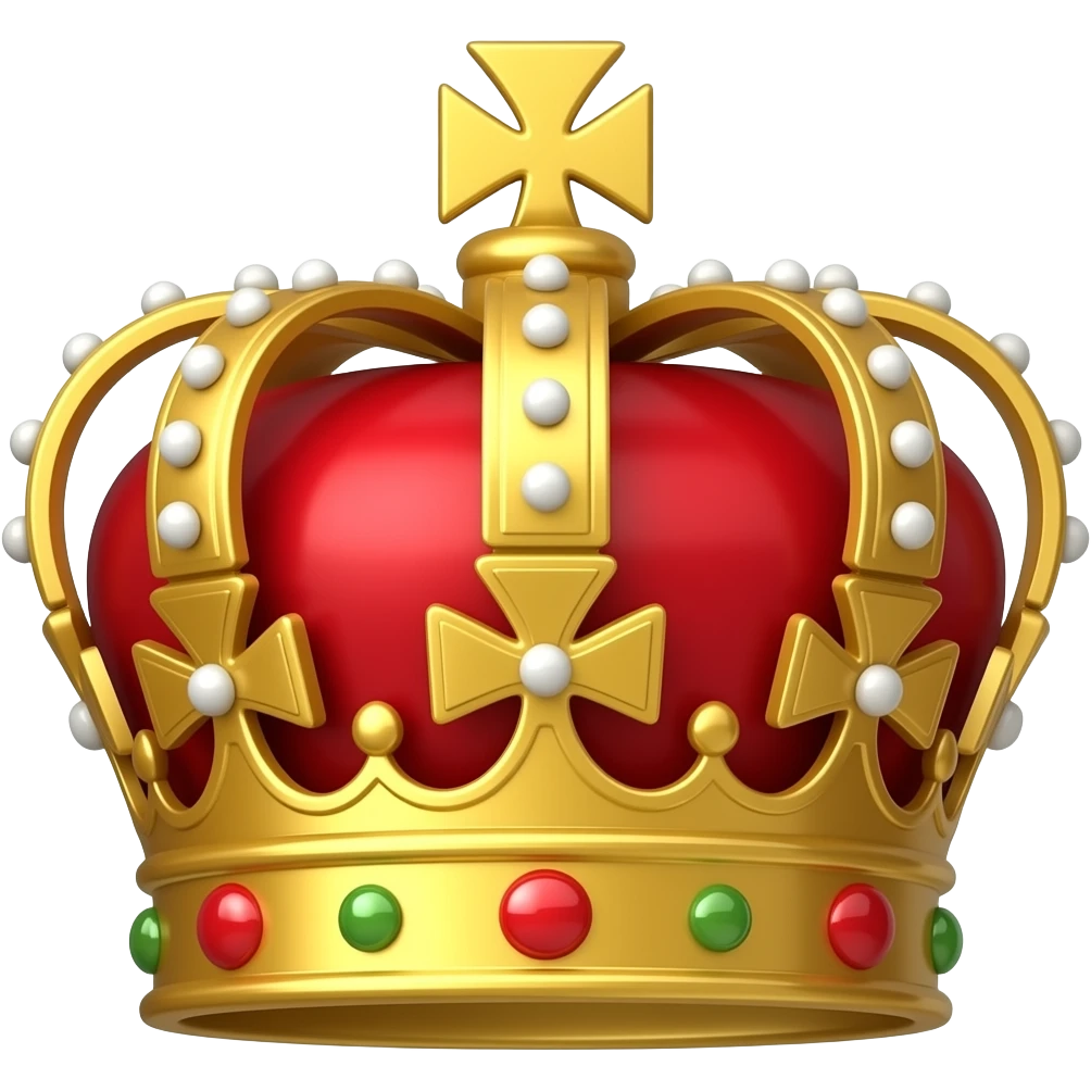 Gold King's crown with red velvet emoji