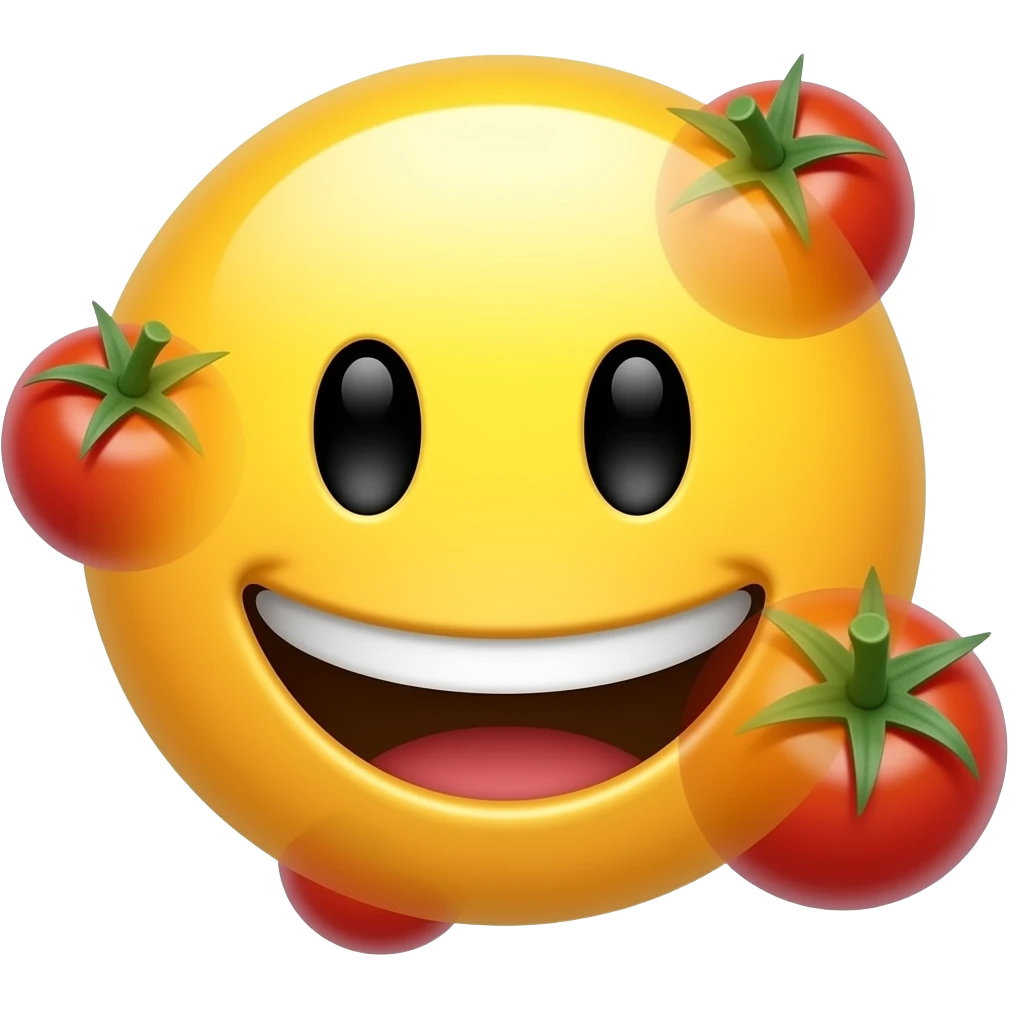 Yellow smiley throwing tomatoes at you in a mean way like bashing someone emoji