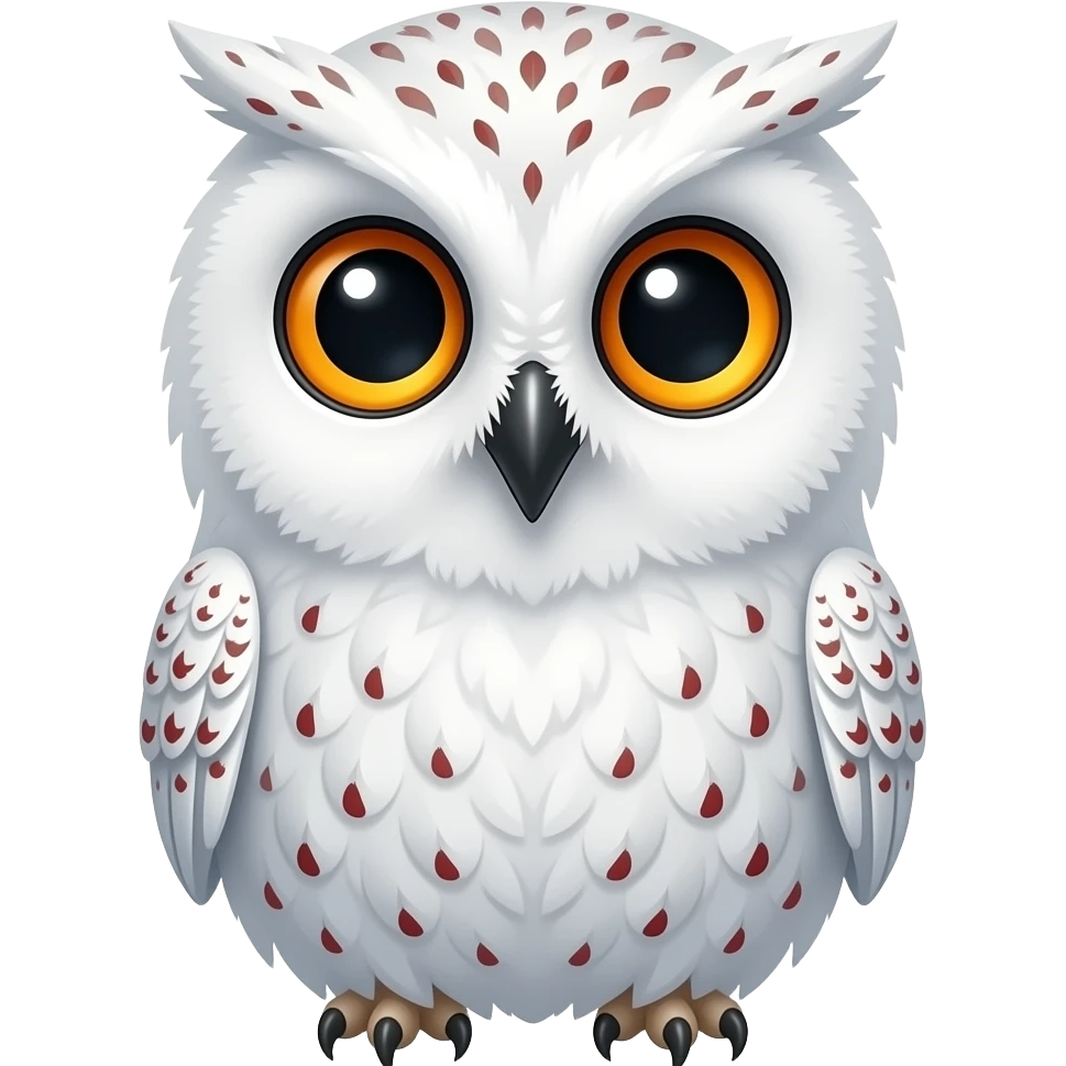 baby white owl with eyes that are orange with red flakes in them emoji