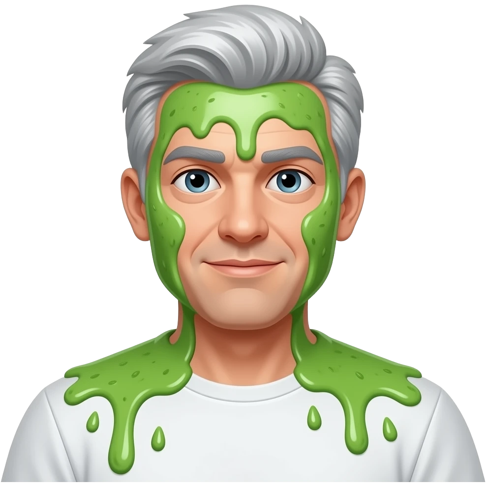 green smoothie  spilled on grey haired man emoji