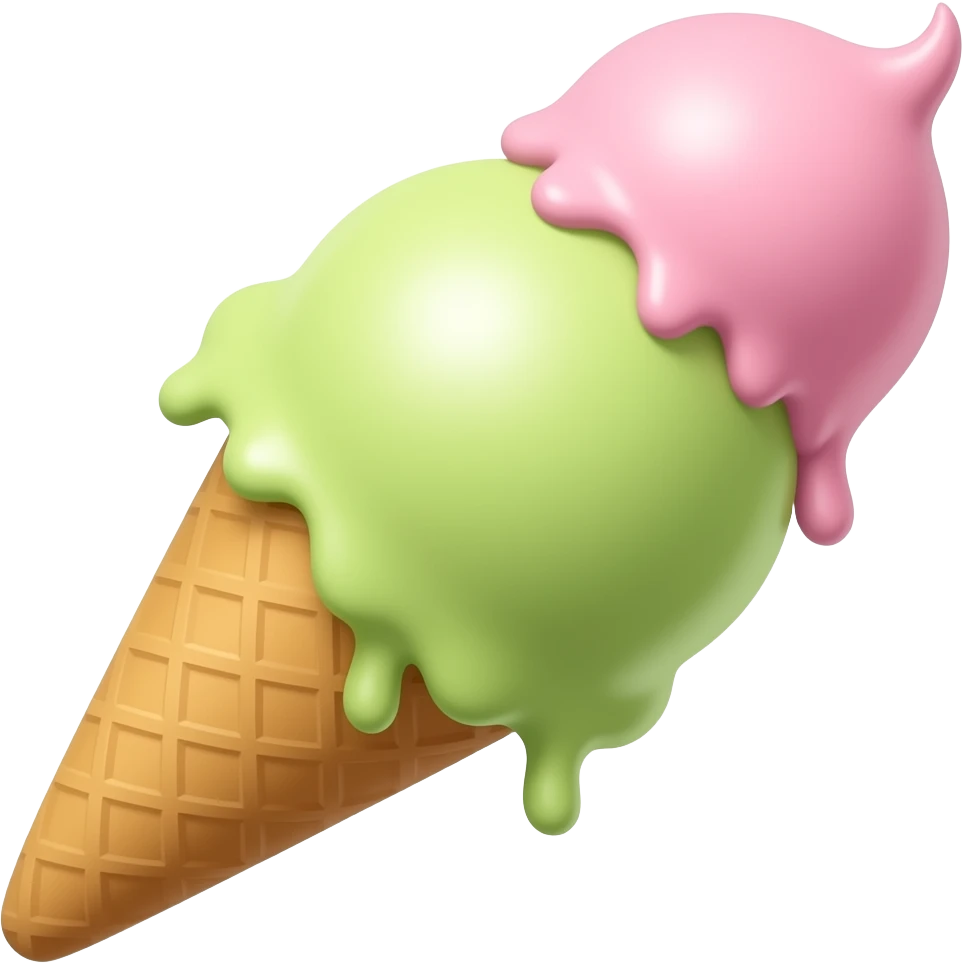 Green and pink matcha ice cream emoji