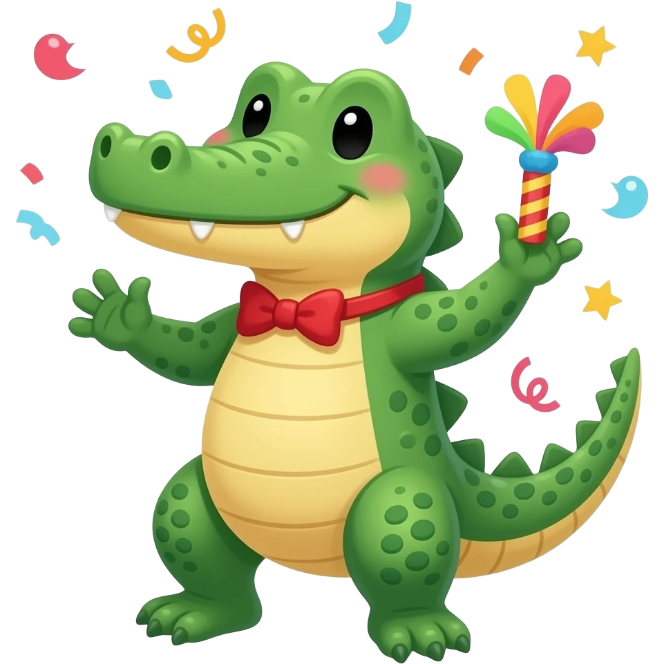 Cute alligator dance party emoji