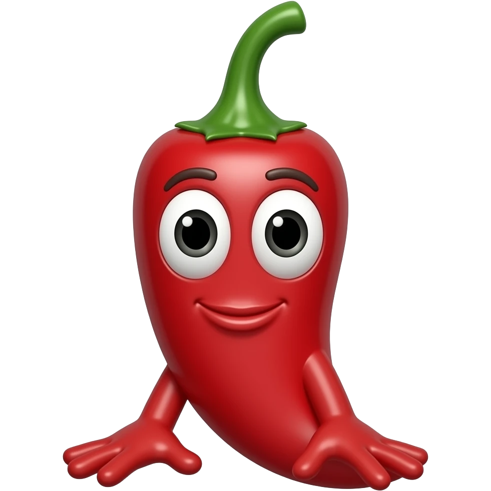 a red chili with feminine feature face emoji