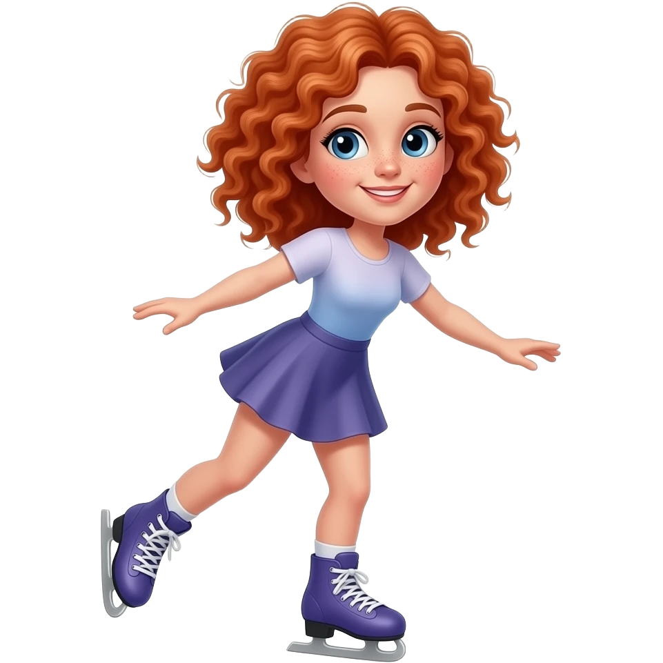 Fille rousse bouclés tâches de rousseur patinage emoji