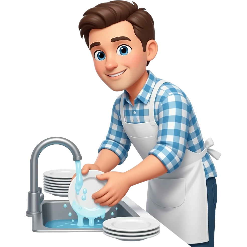 hombre lavando los platos emoji