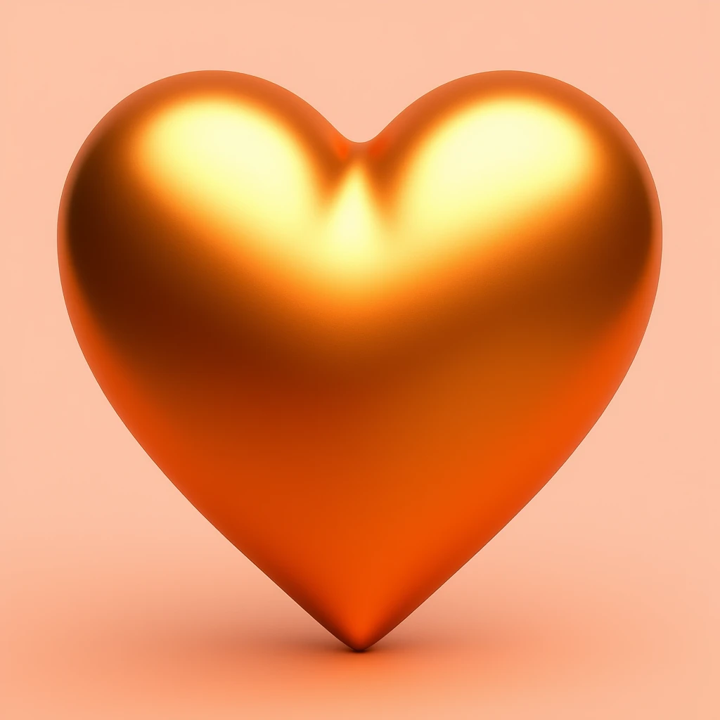 heart with a metallic orange finish emoji