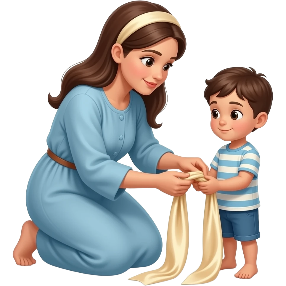 yad kirvənin xanımı  sunnət ebisəsində    uşağın əllərini ipək şalla bağlarkən emoji