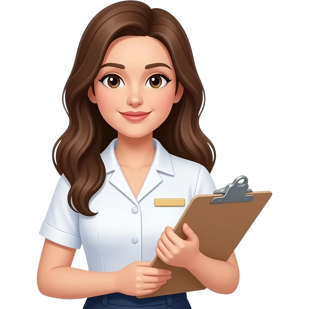 Attendant woman long brown hair emoji