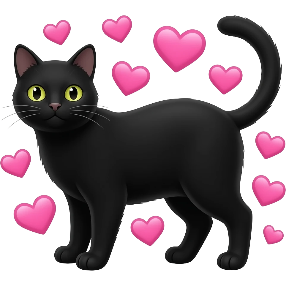 Heart related and positive vibes pink and a grey or black cat emoji