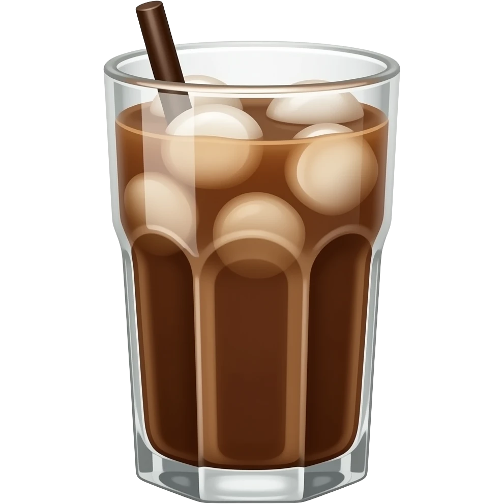 iced mocha in a glass witch chocolate emoji