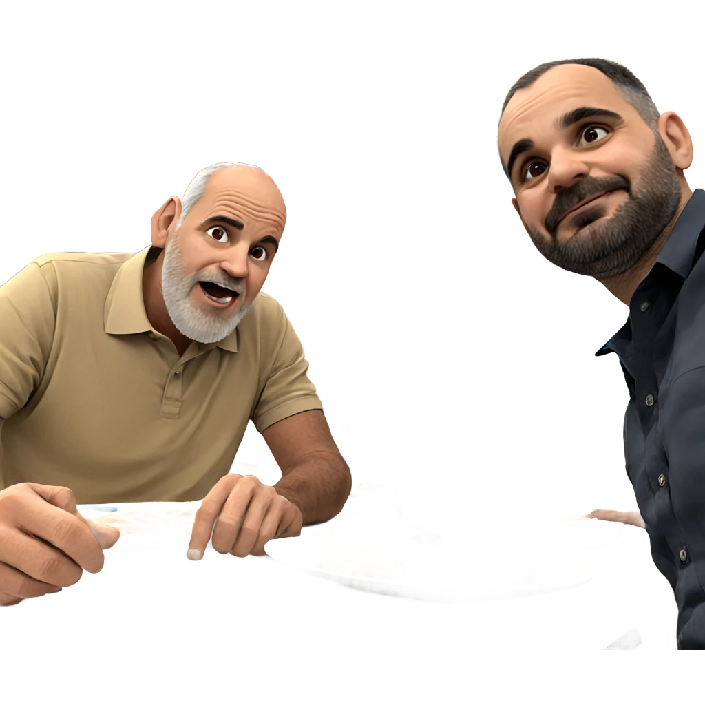boys eating with old man emoji