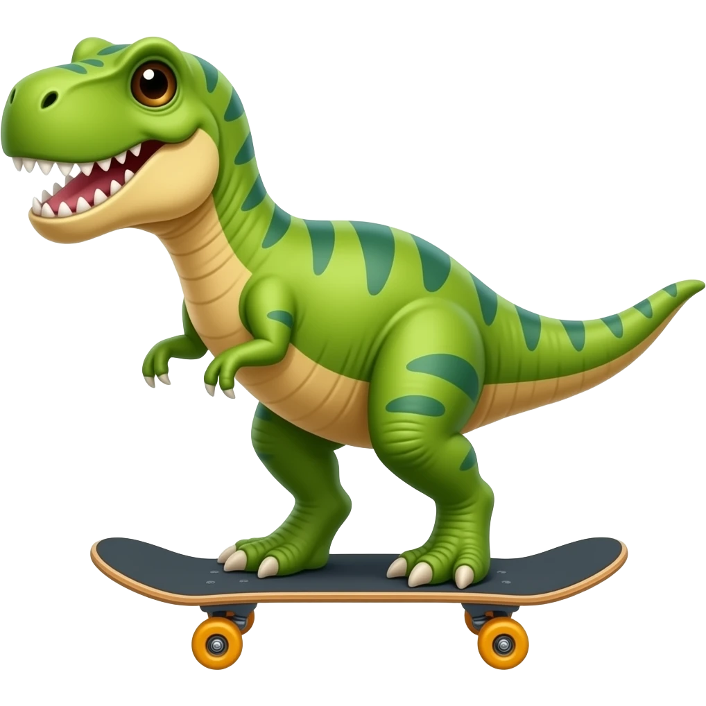 Dinosaur on a skateboard emoji