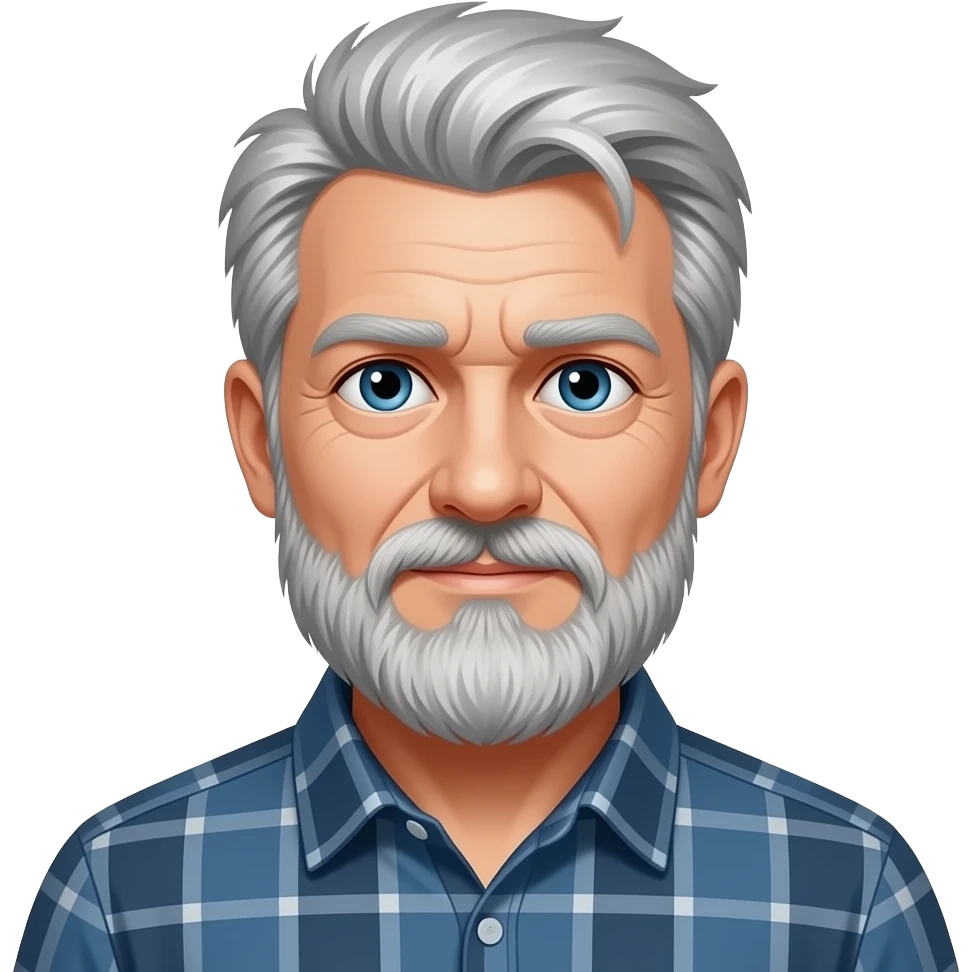 Older male grey hair beard messy emoji