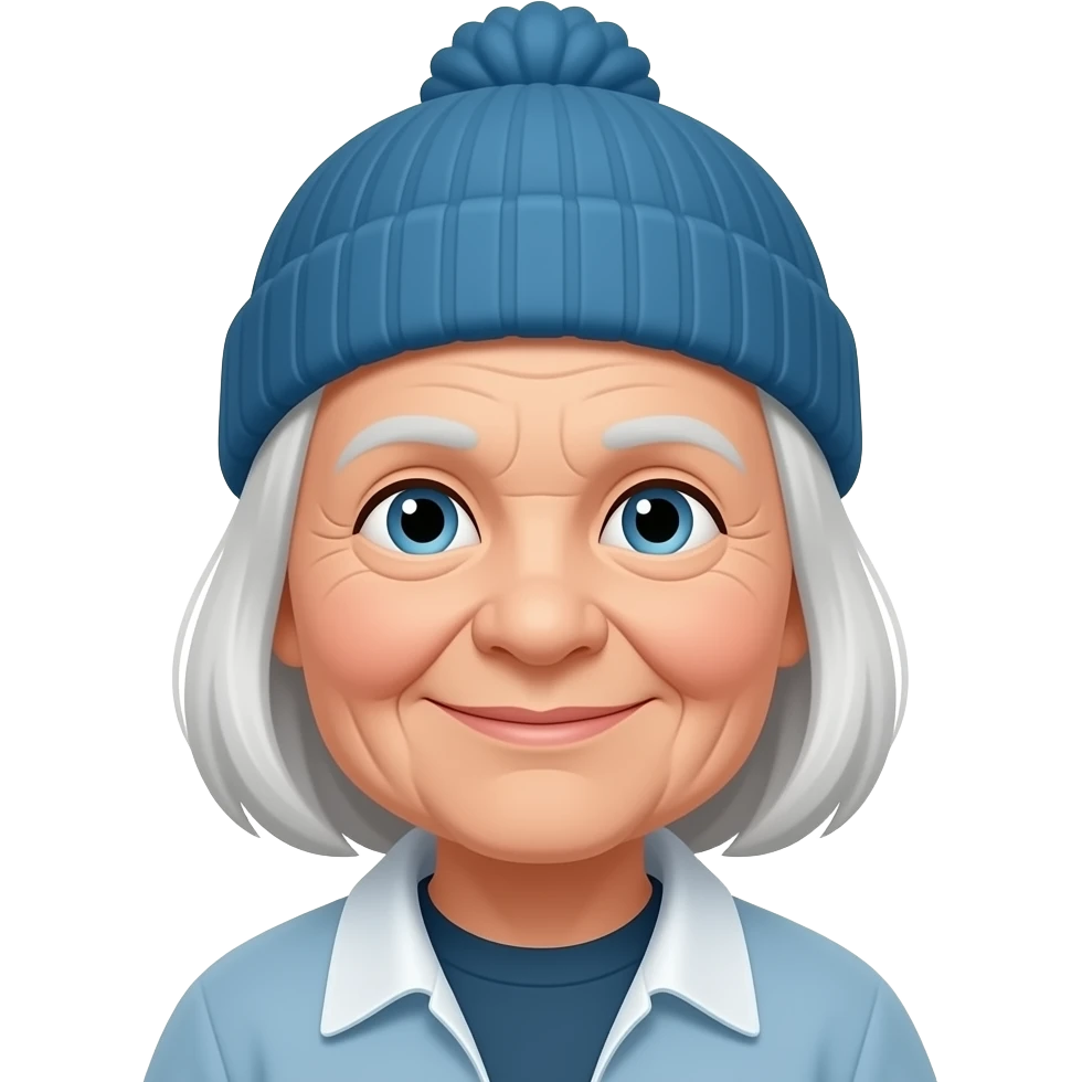 grandma with blue beanie emoji