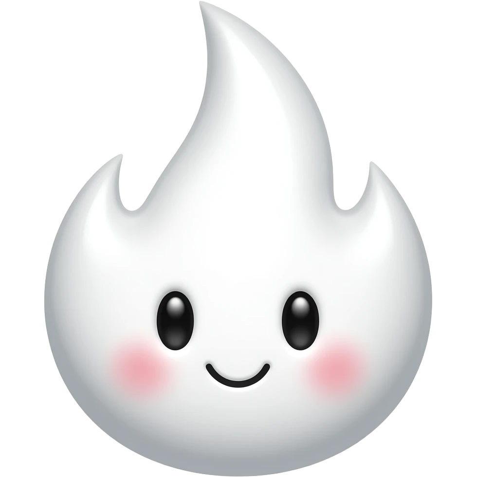 White Kuwaii fire emoji