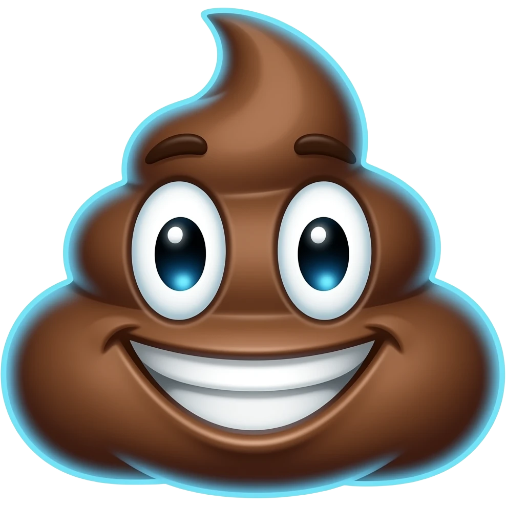#0014dc poop emoji smile neon glow emoji