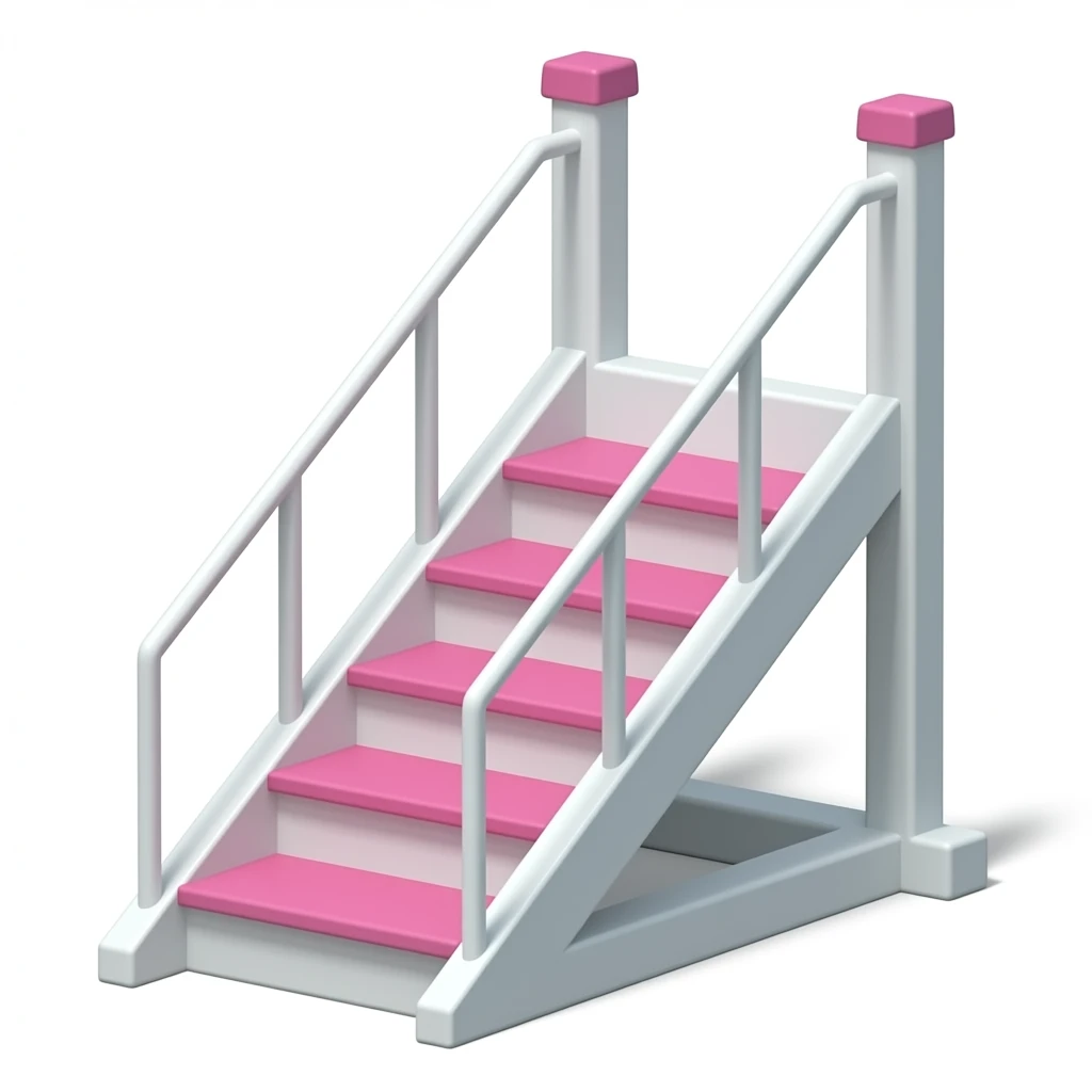 White gym stairs equipament with pastel pink without handrail, minimal backdrop emoji