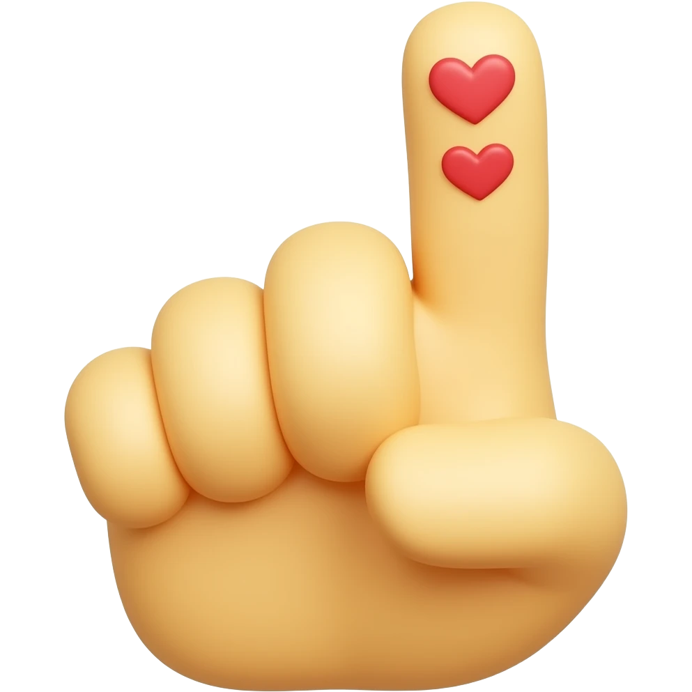 Middle finger (yellow) with hearts emoji