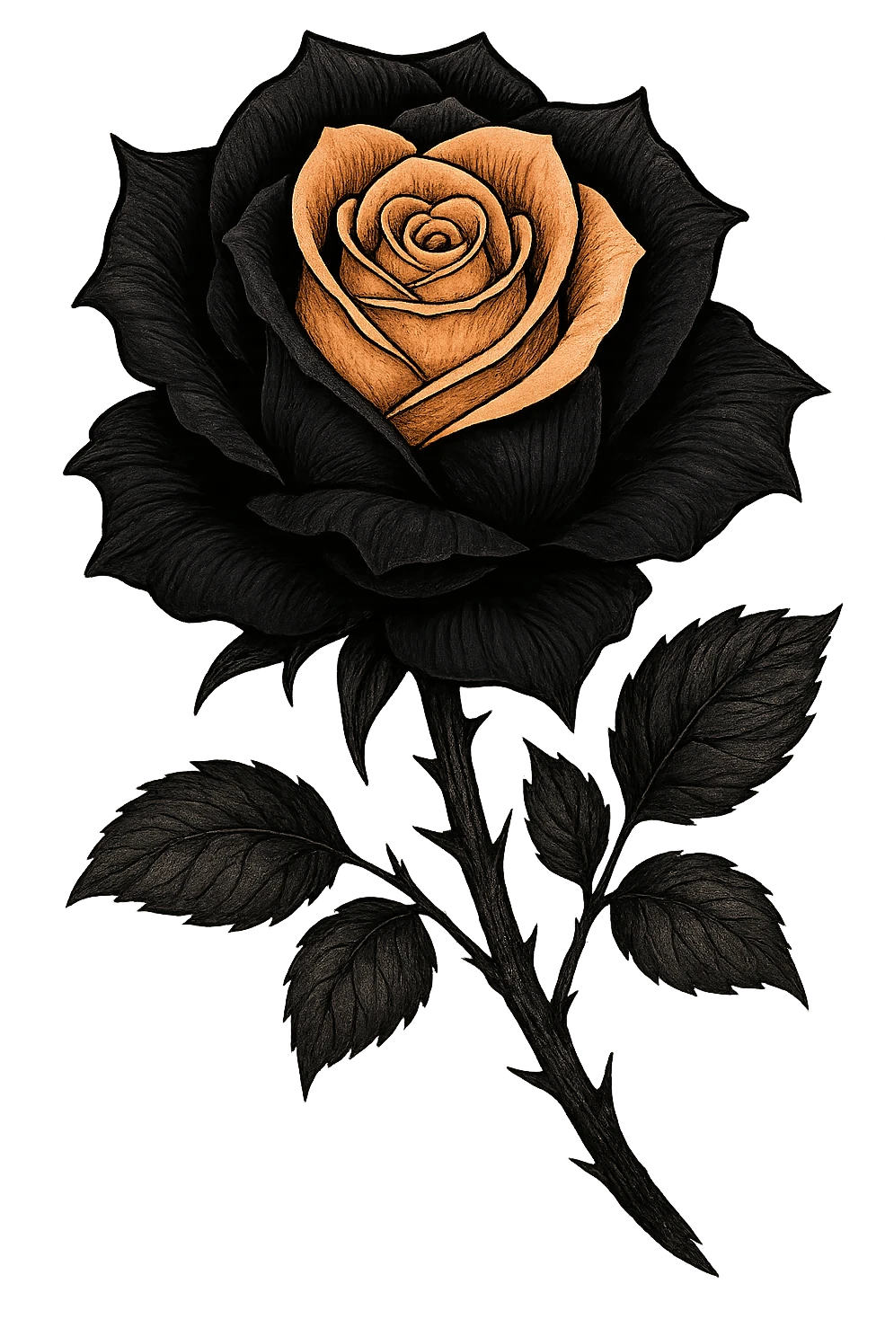 emo black rose with pastel orange petals emoji