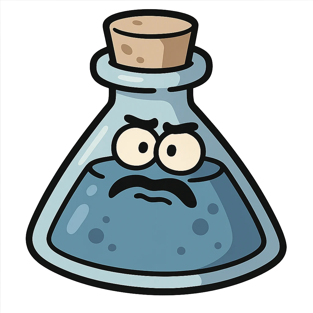 flat design style game icon of a blue potion bottle with a cork, simple shading, modern look emoji