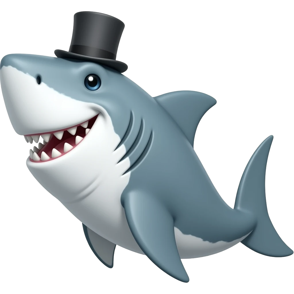 Shark with a top hat emoji