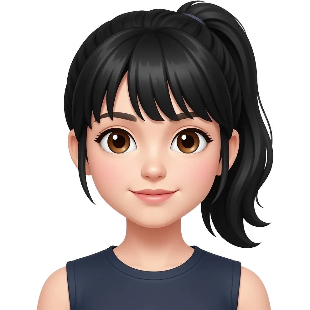 Black Hair without Pony , Brown eyes Girl emoji