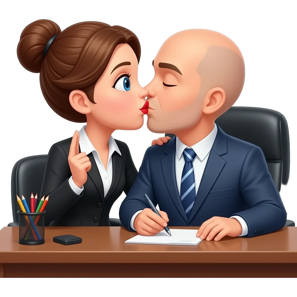 Secretair entraind d embrasser un chauve sur un bureau emoji