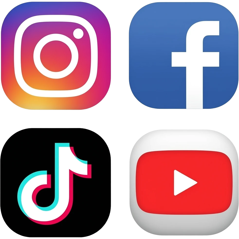 Instagram, facebook, tiktok, youtube icon for emoji emoji