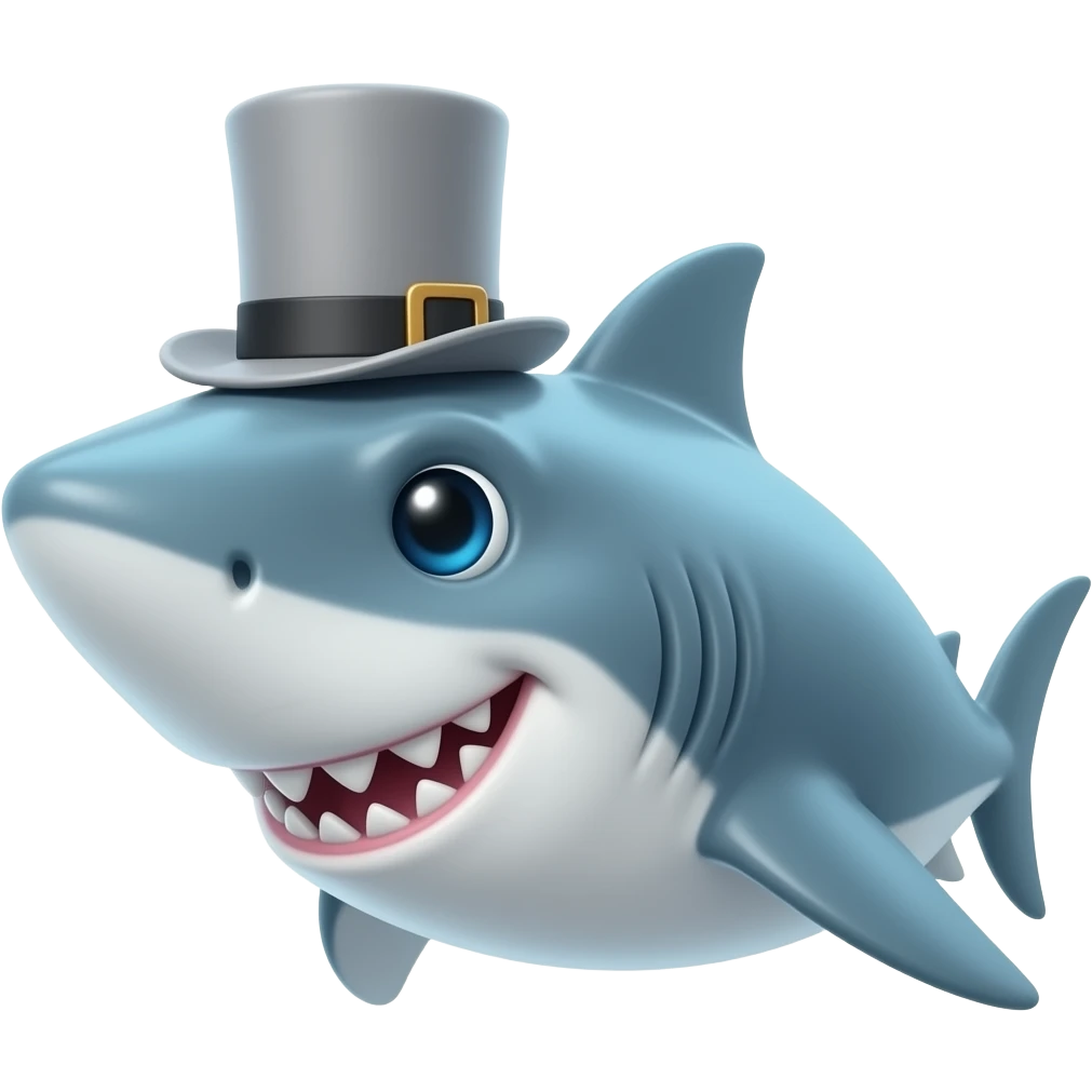 Shark with a top hat emoji
