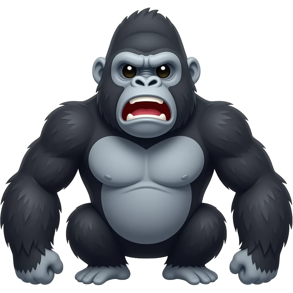 Cartoon gorilla sits grunts emoji