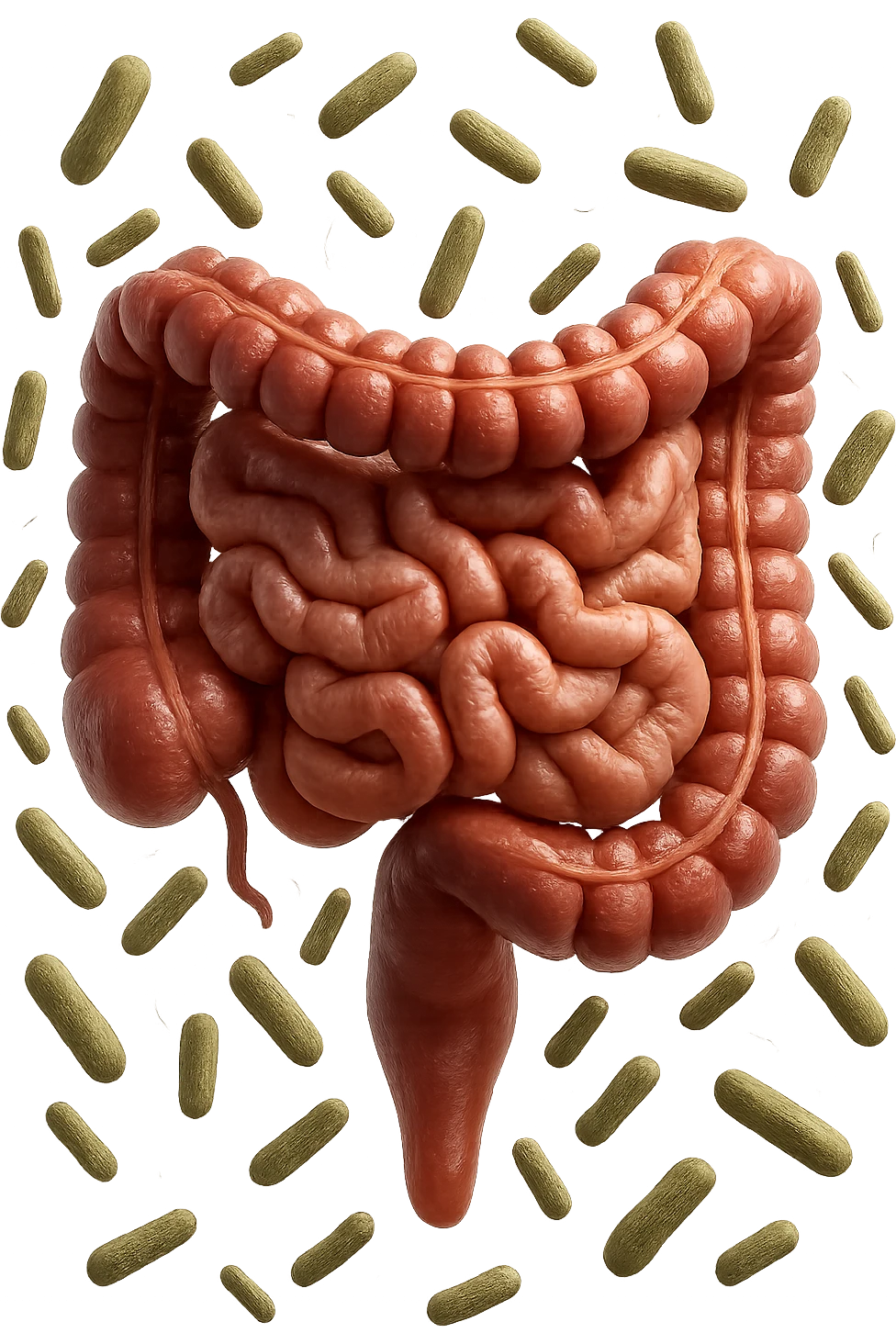 intestino umano con batteri intestinali intorno, iperrealistico 4k emoji