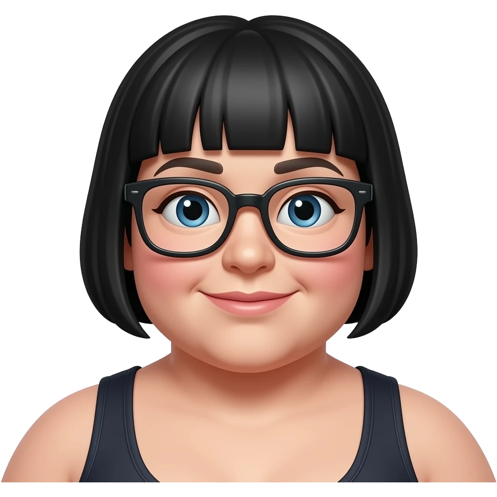 Fat white bitch  black short hair  glasses emoji