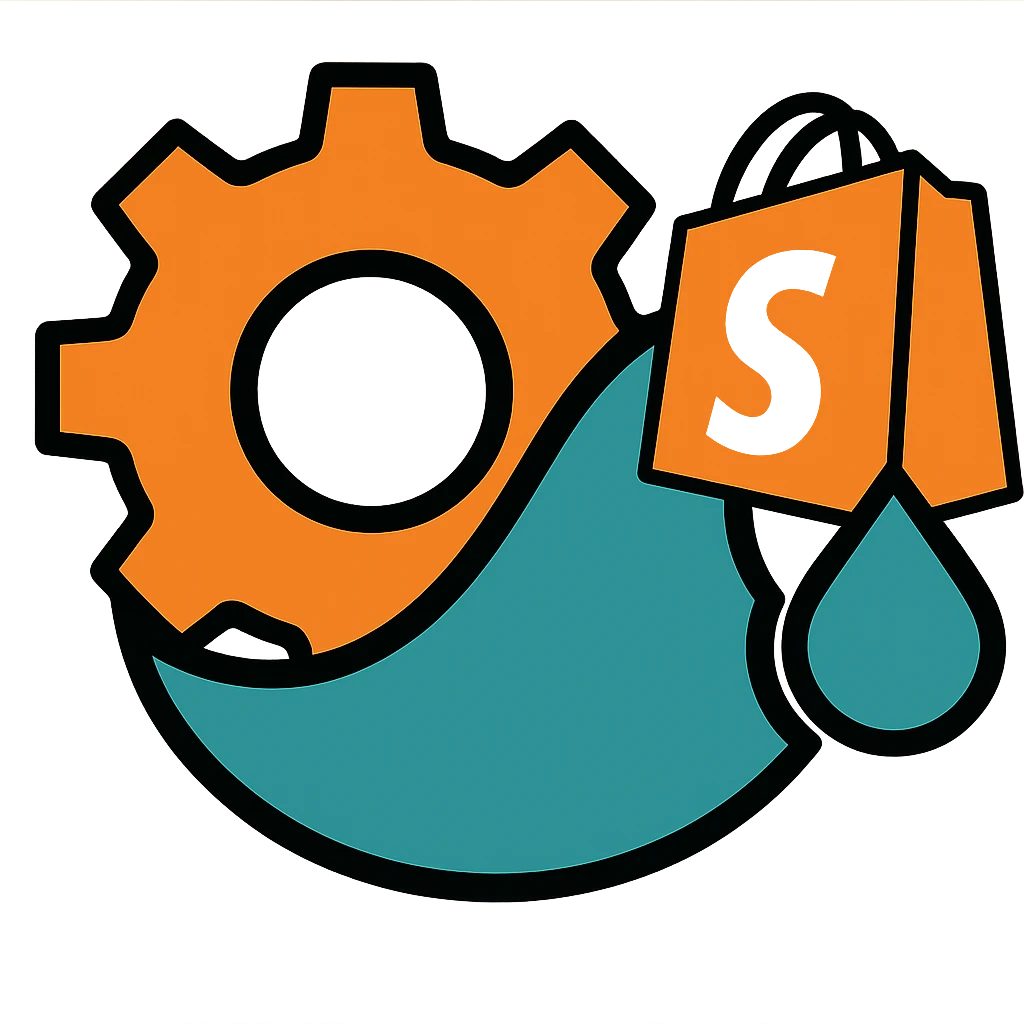 Add a Shopify bag icon to the logo, keeping the original style and colors, with a transparent background. The style of the logo should be preserved exactly as in the reference image. emoji