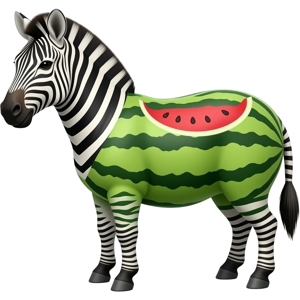 Make a zebra have a watermelon body emoji