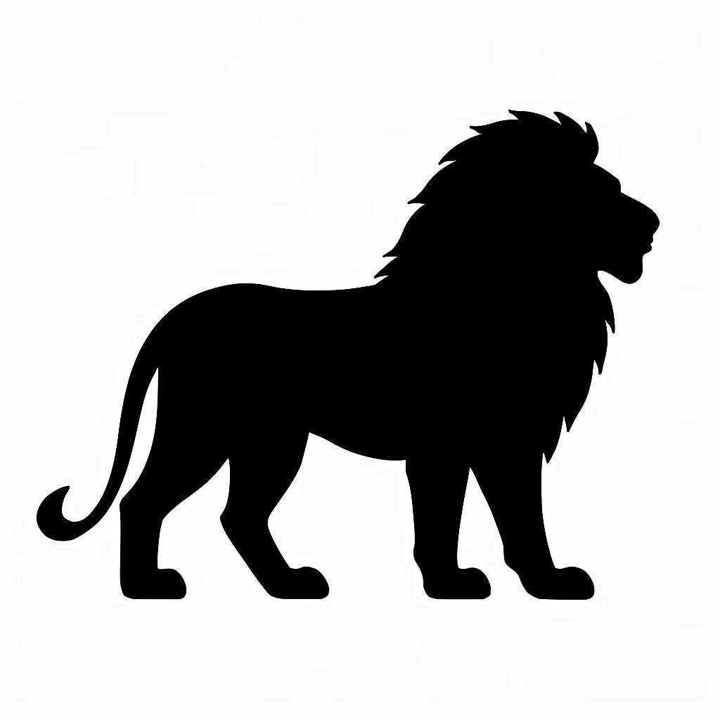 Lion black silhouette white background emoji