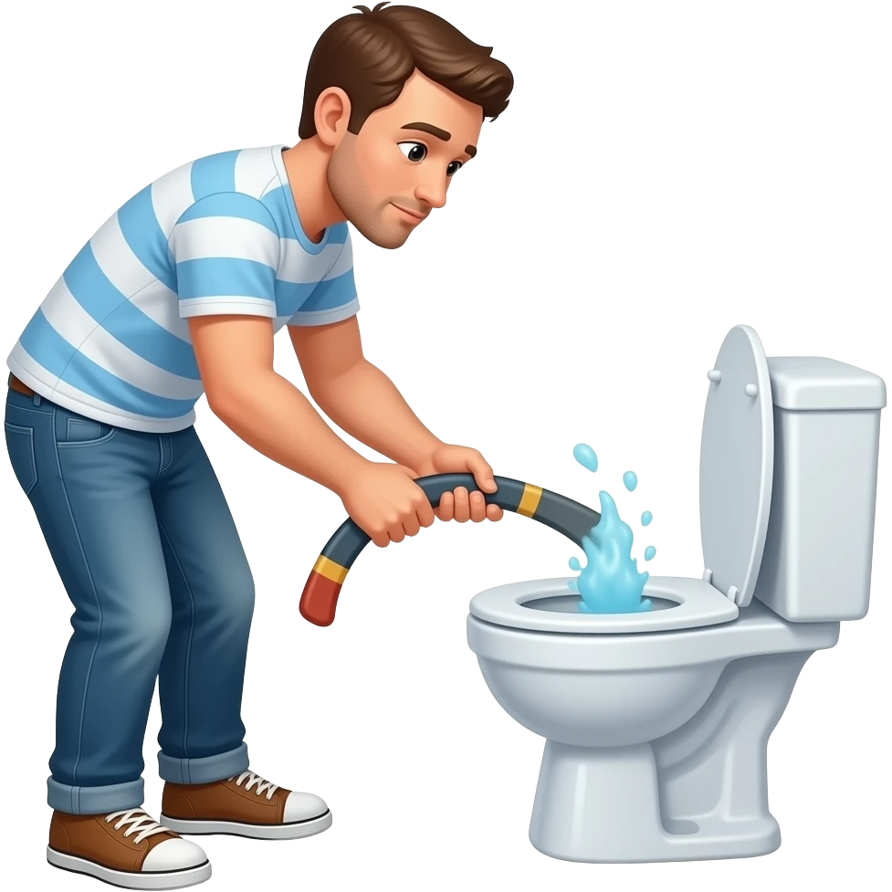 Man flushing a boomerang down the toilet emoji