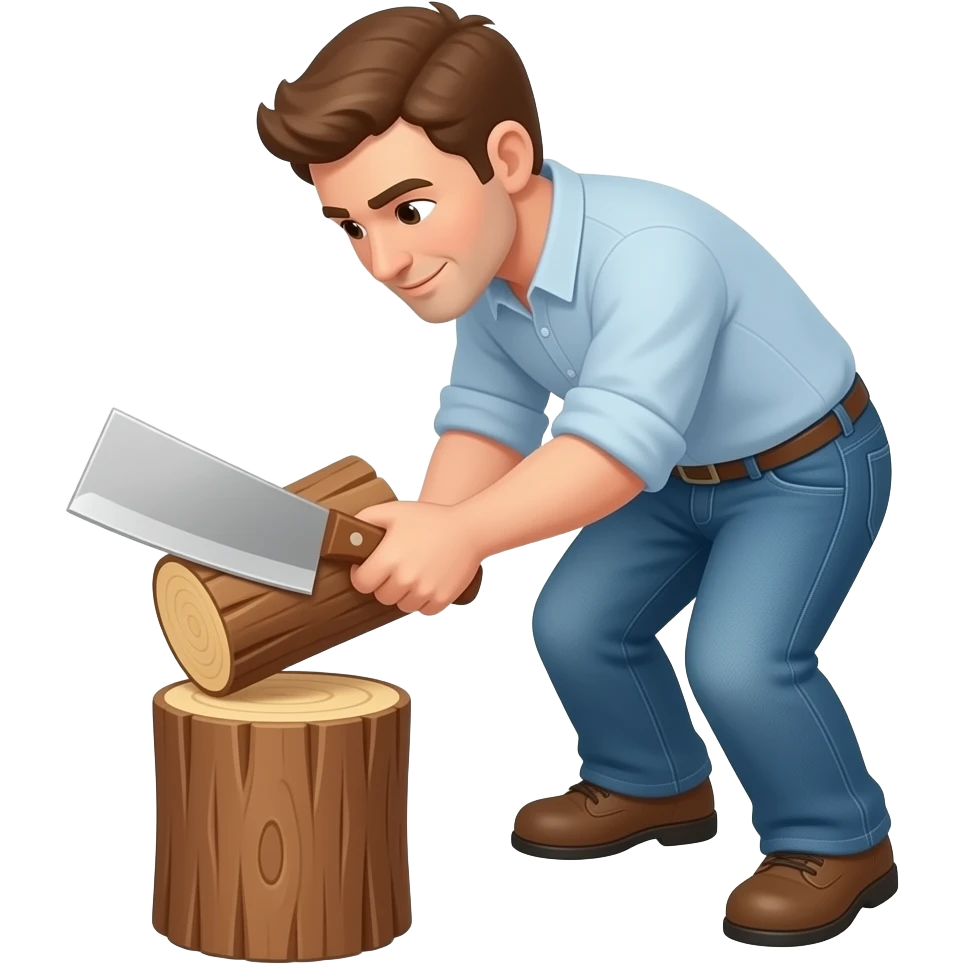 man chopping wood block emoji
