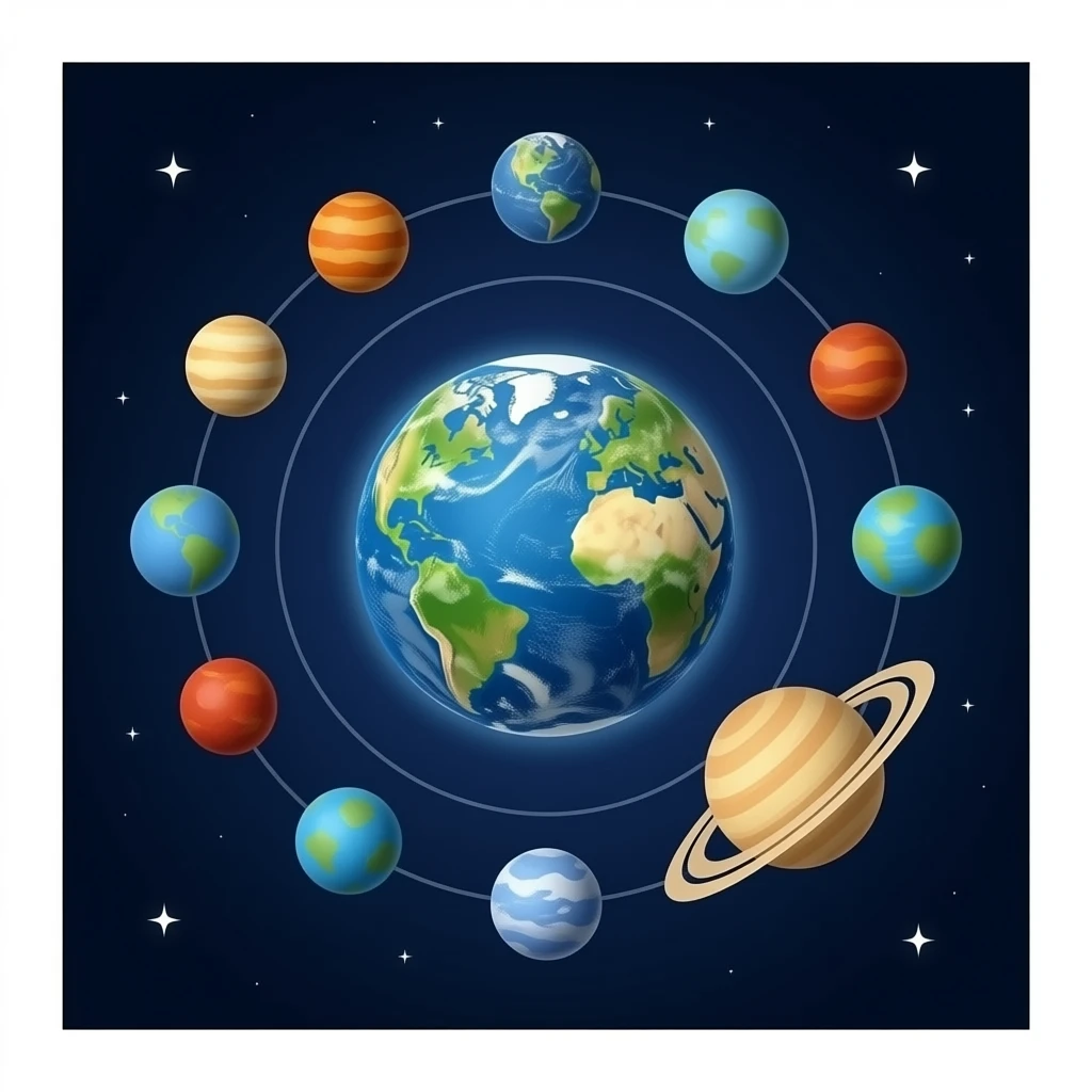 solar system with earth at center emoji