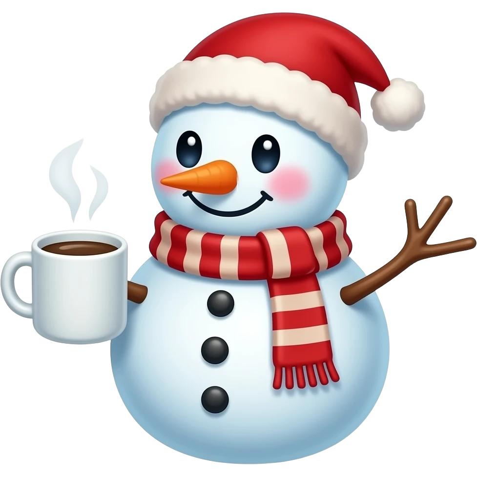 snowman cute drinking coffee emoji