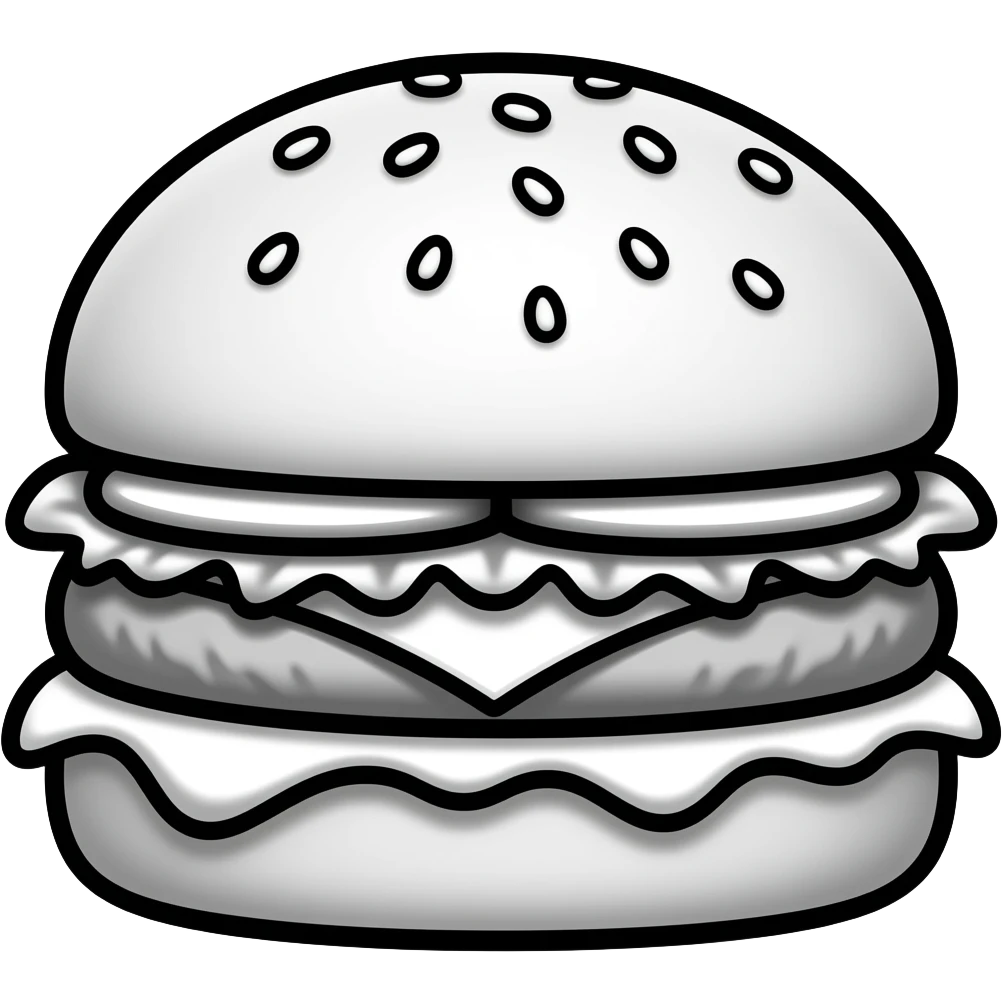 una hamburguesa que se vea solo el contorno en negro y lo demas no se vea, que se deduzca que es una burguer emoji